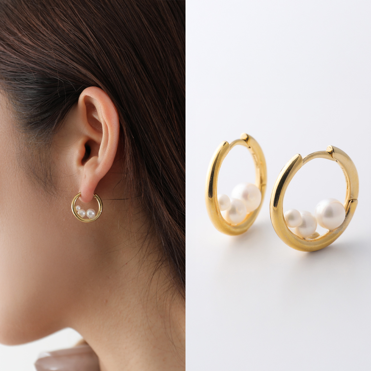 Otiumberg オティウムバーグ フープピアス Trio Pearl Hoops OT0029
