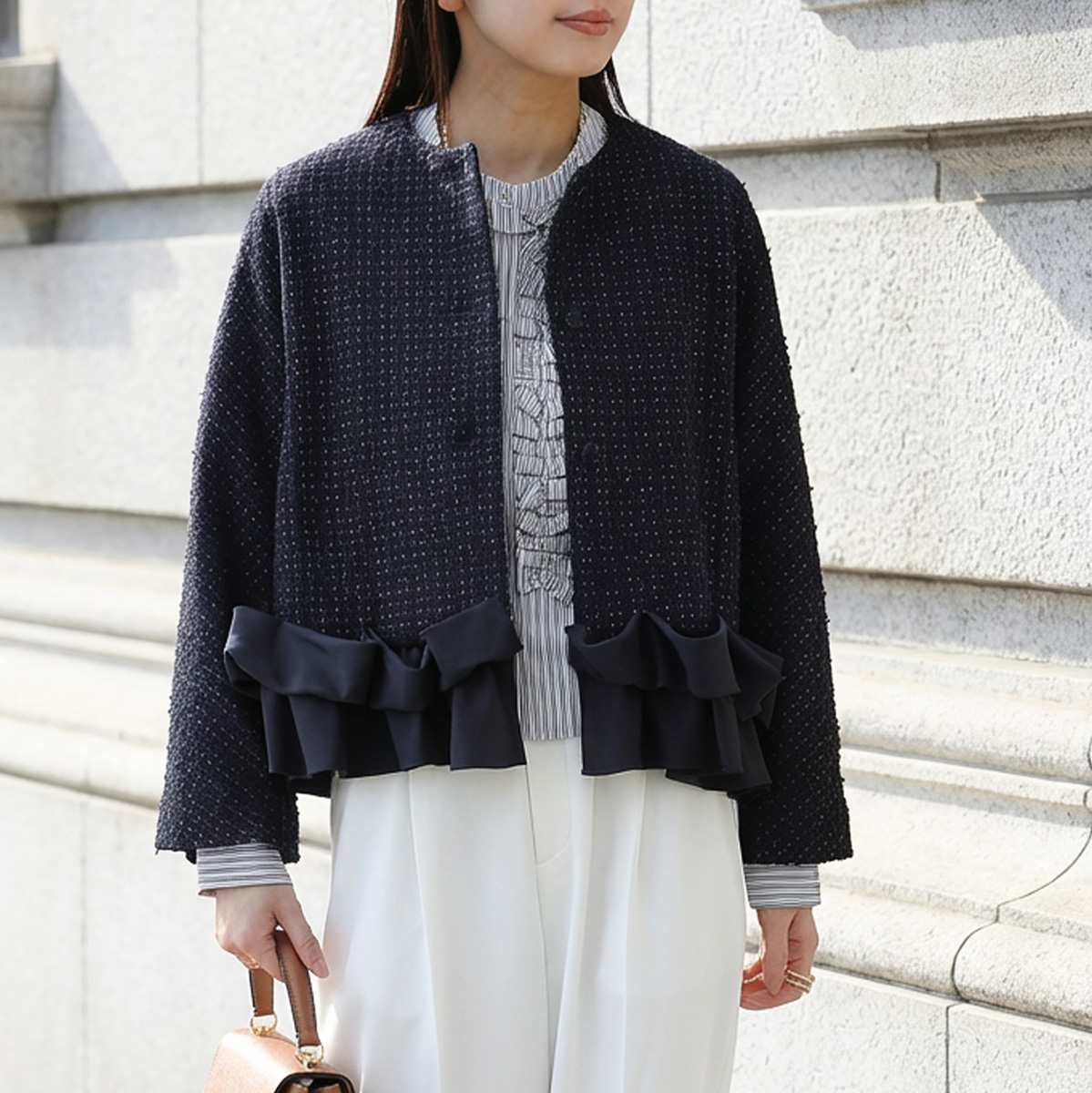 Sono（ソーノ） ツイードジャケット S256JV029 レディース フリル ラメ