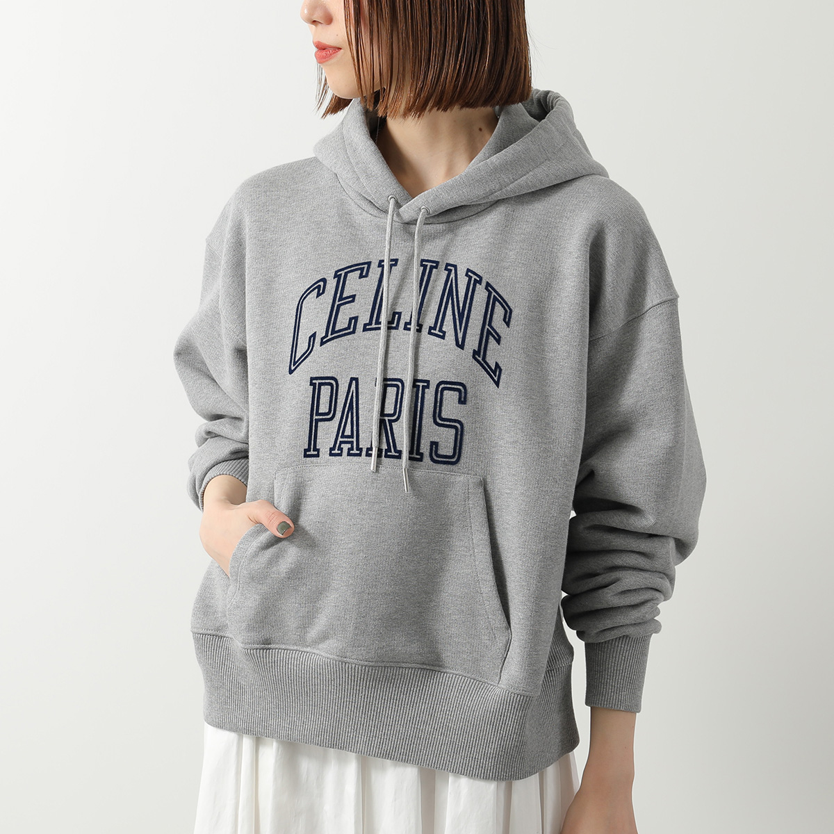 CELINE セリーヌ 新品同様 フード付きグレーパーカー 2101219356051_1.jpg