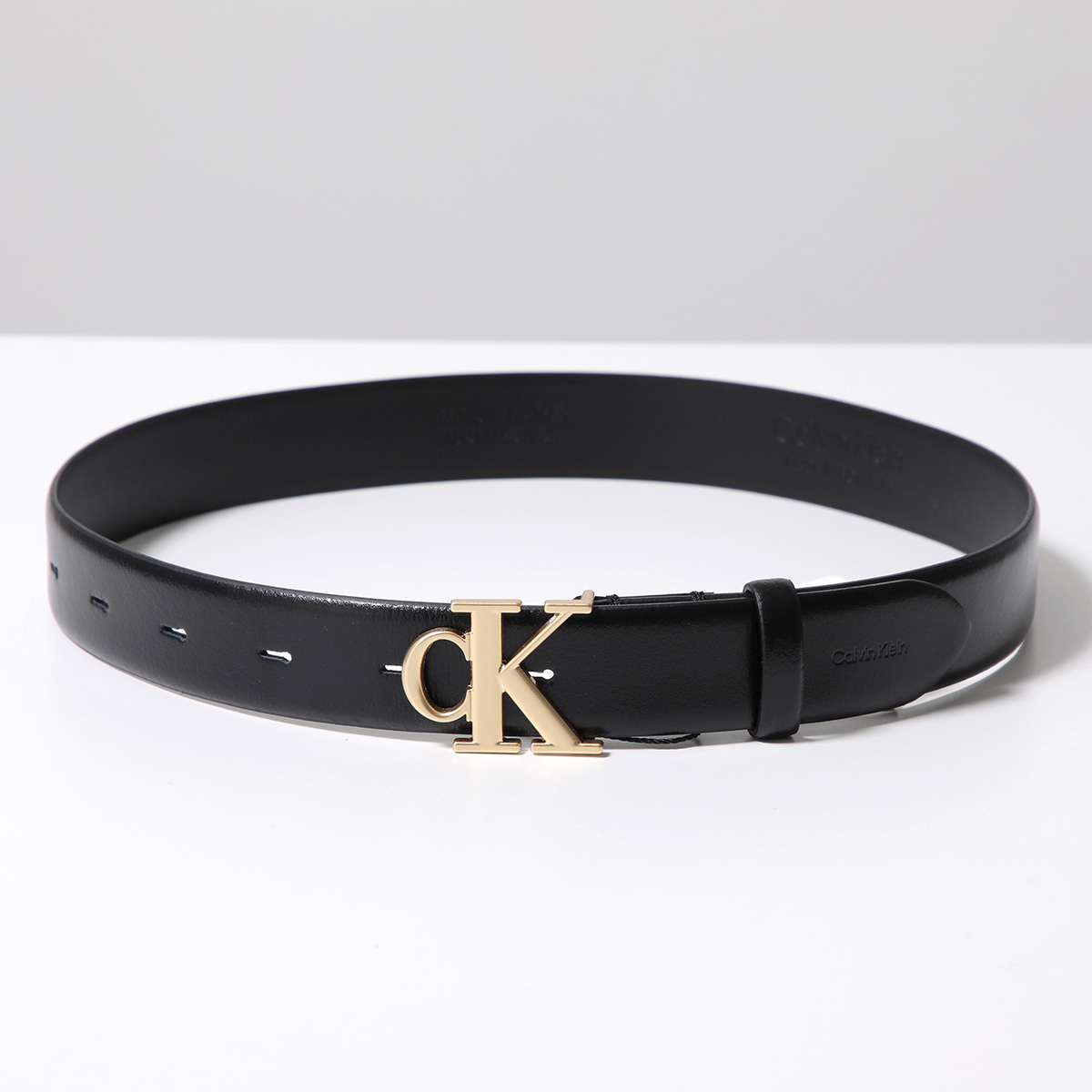 【USA輸入】カルバンクライン　ベルト　レディース　黒　本革　CKロゴ Calvin Klein（カルバン・クライン） ベルト 「Calvin Klein/カルバン