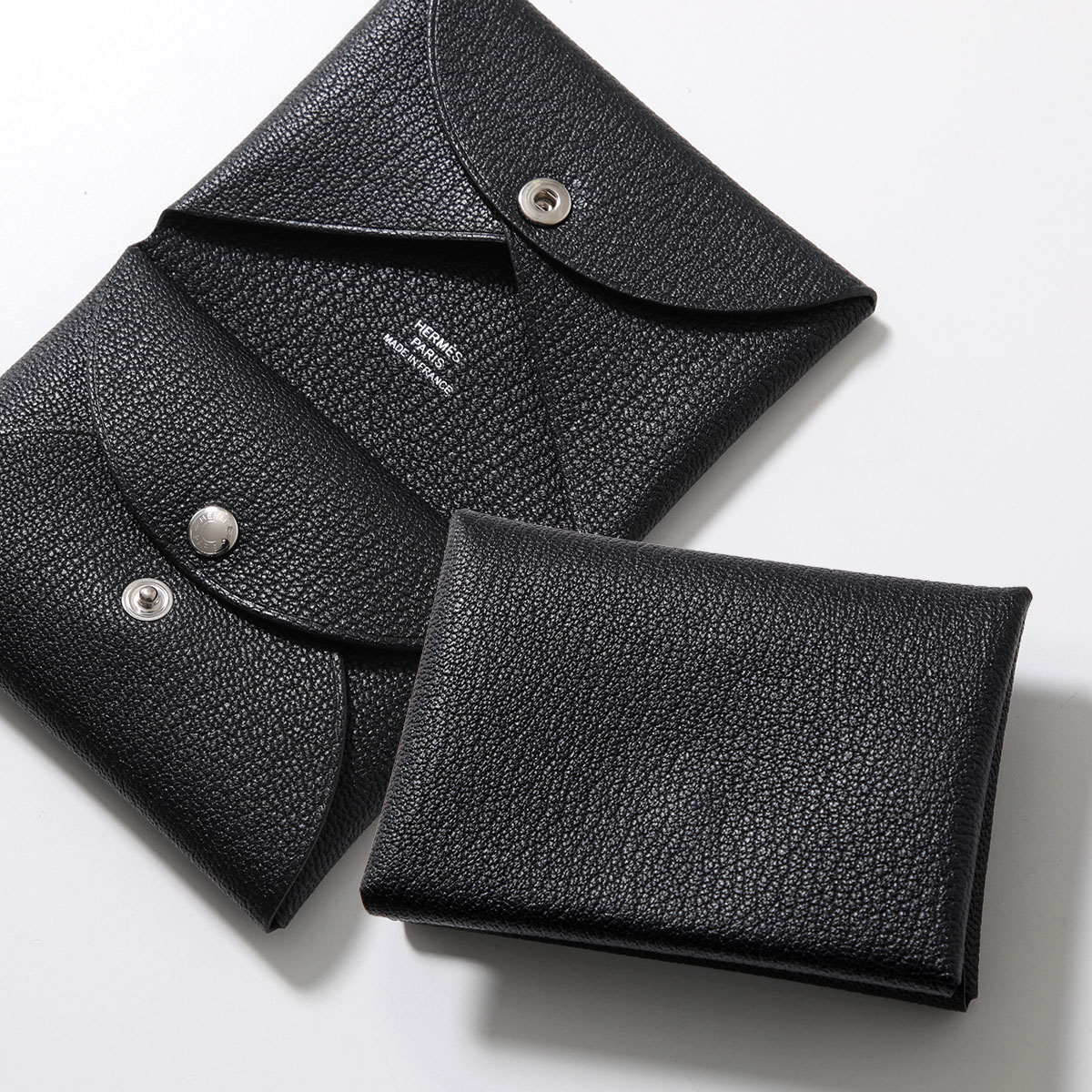 HERMES エルメス コインケース カルヴィデュオ CALVI DUO 082977CK メンズ レディース シェーブル レザー カードケース 小銭入れ ミニ財布 NOIR/ノアールの画像