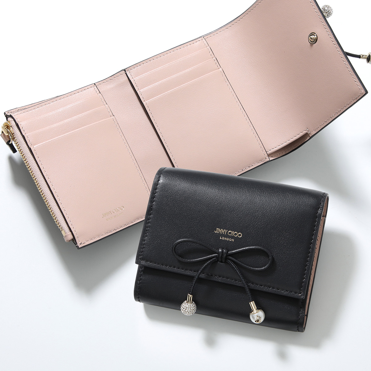 【未使用美品】JIMMY CHOO 本革 39〈参考価格143,200円〉 JIMMY CHOO（ジミーチュウ） 三つ折り財布 MARINDA KHY マリンダ