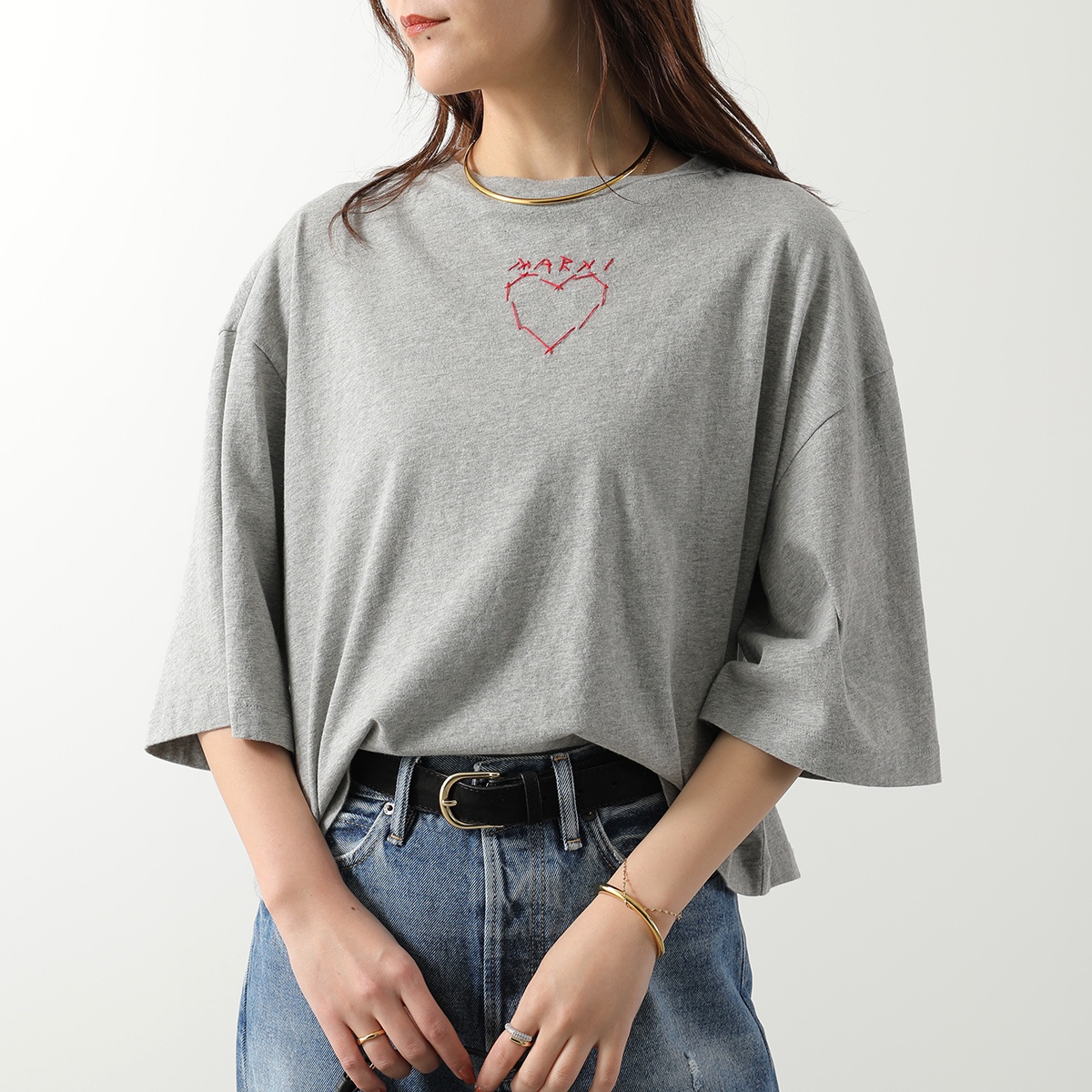 マルニ Tシャツ カットソー 半袖 ロゴプリント グレー 14 MARNI - マルニ Tシャツ カットソー 半袖 ロゴプリント グレー 14の