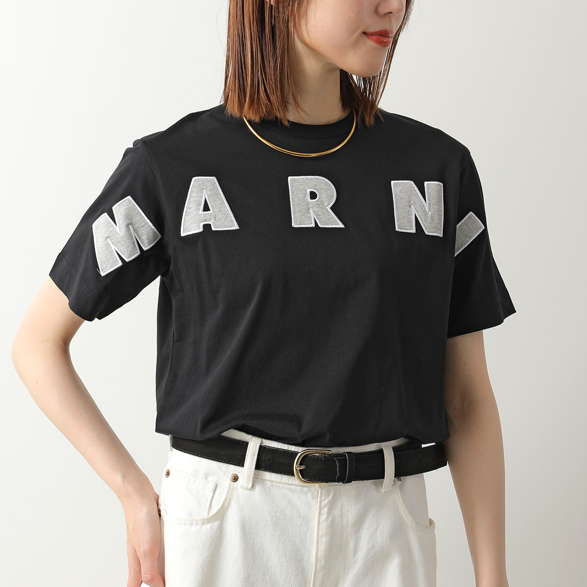 マルニ MARNI Tシャツ Black organic cotton T-shirt with Marni patch | Marni