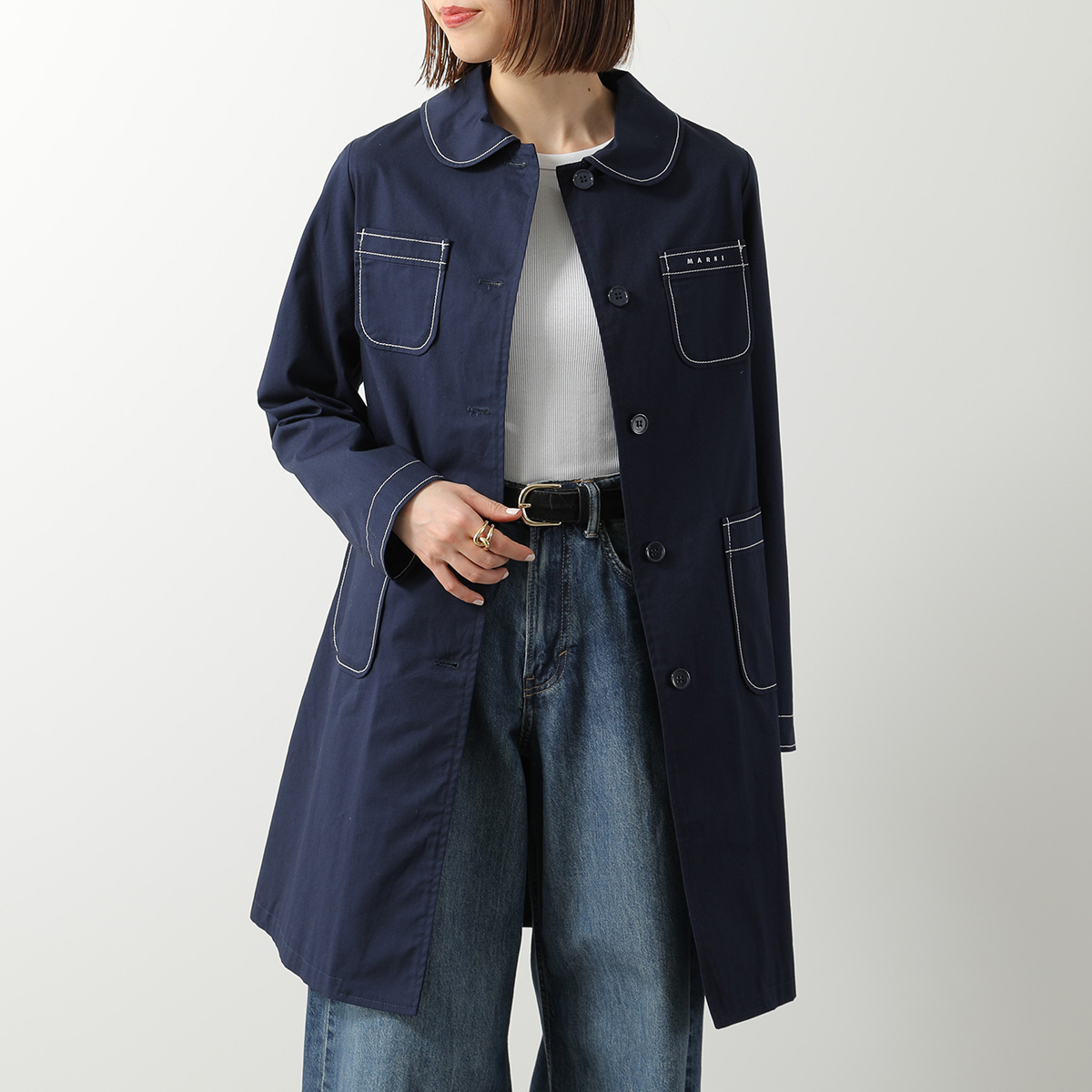 フリー【新品インポートセレクト】高級プリーツスプリングコートデニム