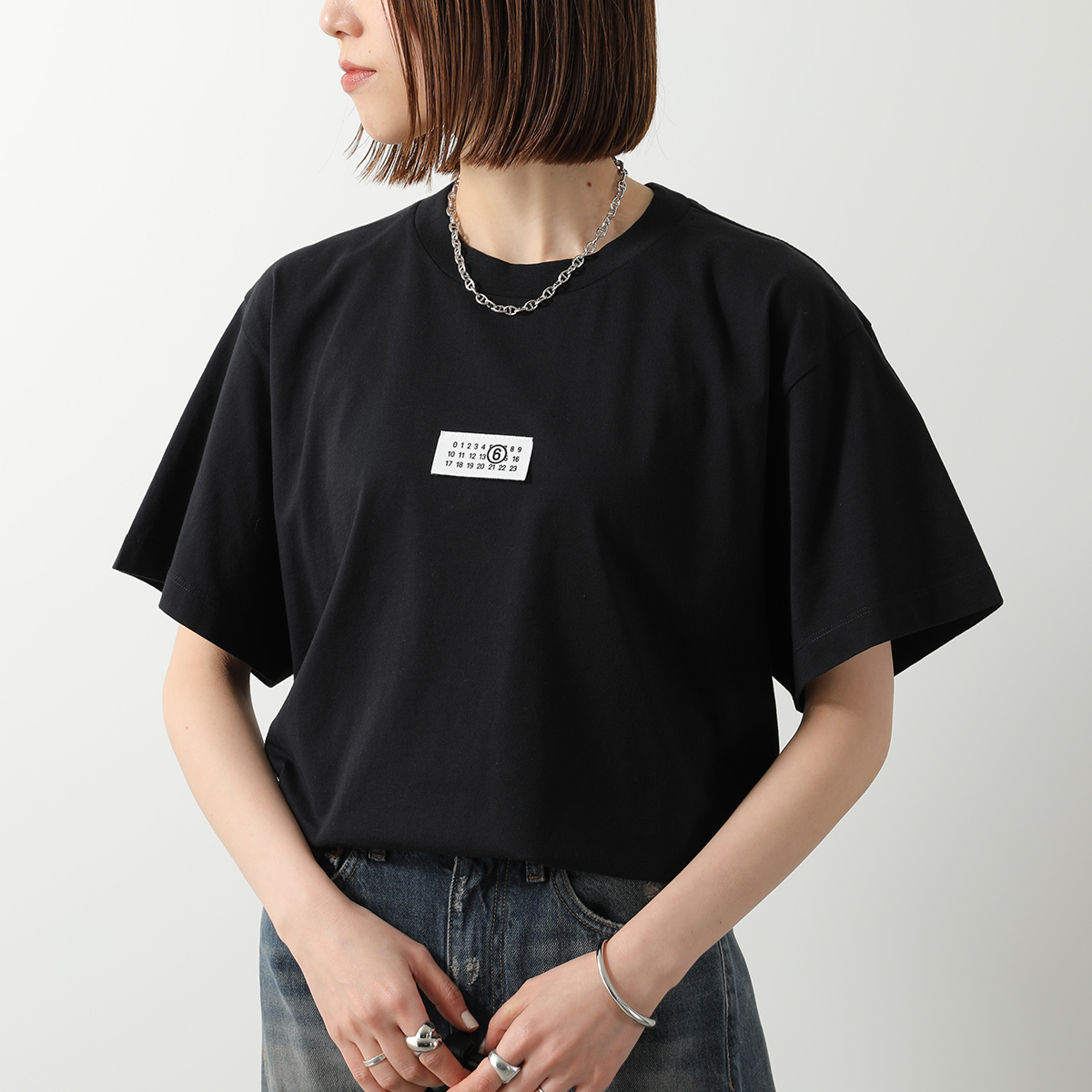 オフホワイト BUSINESS WOMAN Tシャツ カットソー 半袖 M 黒 MM6 エムエムシックス メゾンマルジェラ Tシャツ SH0GC0032 M20170
