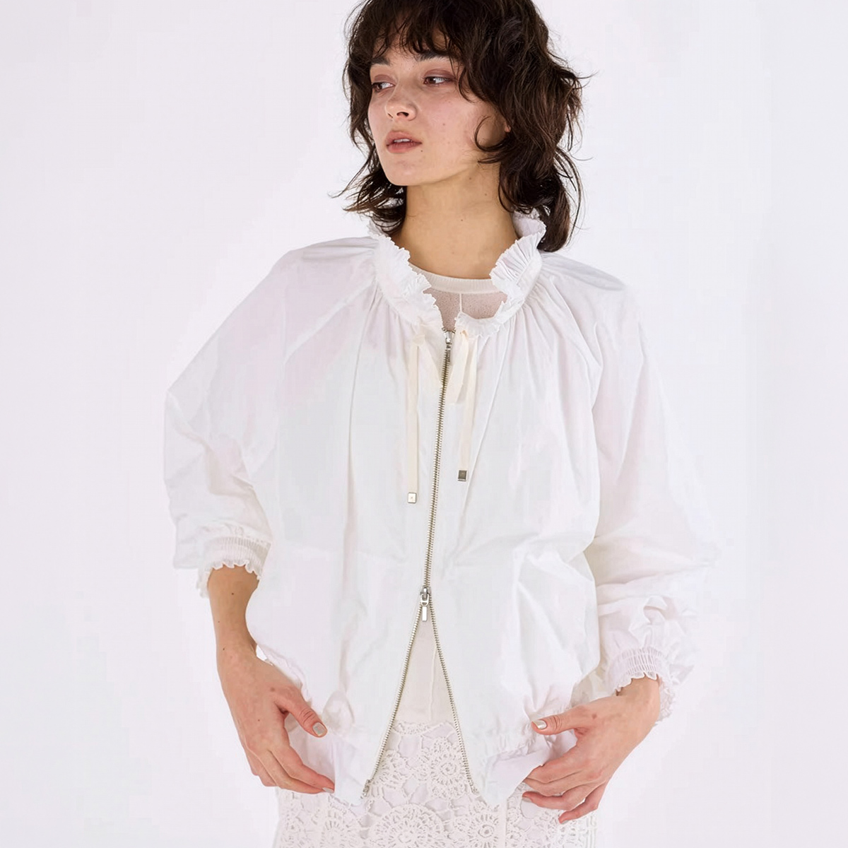 マリリンムーン ブルゾン Marilyn Moon（マリリンムーン） ブルゾン pleats sheer dolman