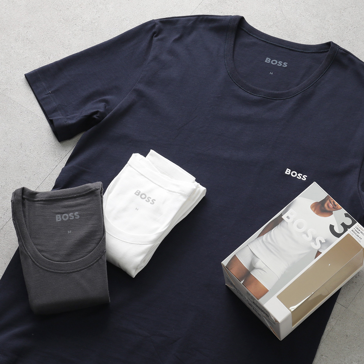 【めぐりん】HUGO BOSS Tシャツ＋ビジネス靴下 HUGO BOSS（ヒューゴ・ボス） Tシャツ 【3枚組】 50475284 メンズ 半袖