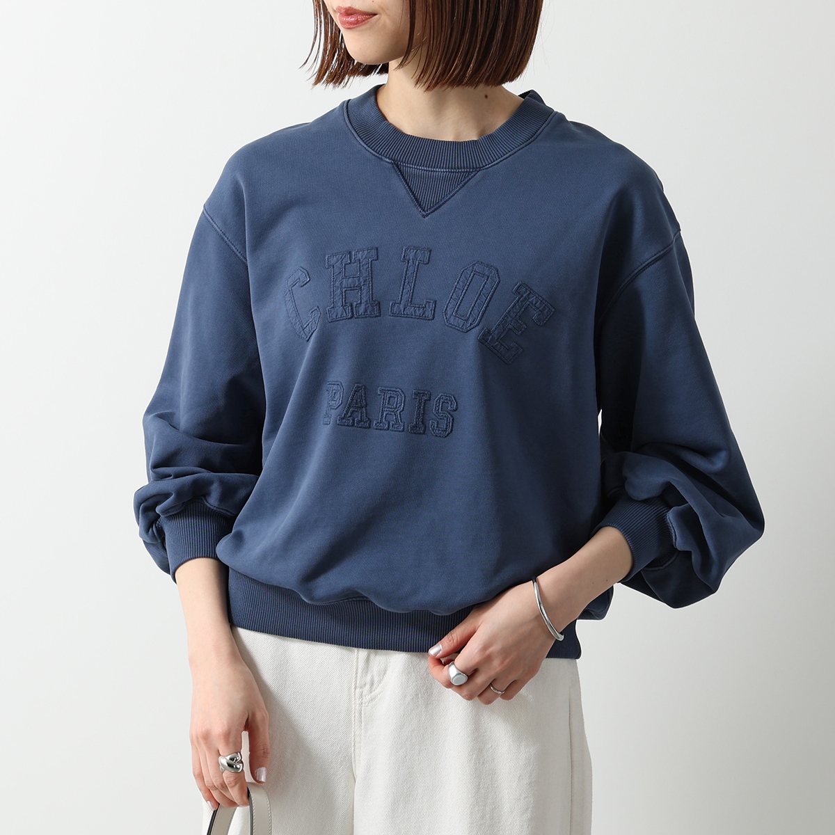 クロエ　キッズ　160相当　カレッジロゴスウェット　ネイビー Chloe（クロエ） Chloe Kids キッズ トレーナー C20843 レディース