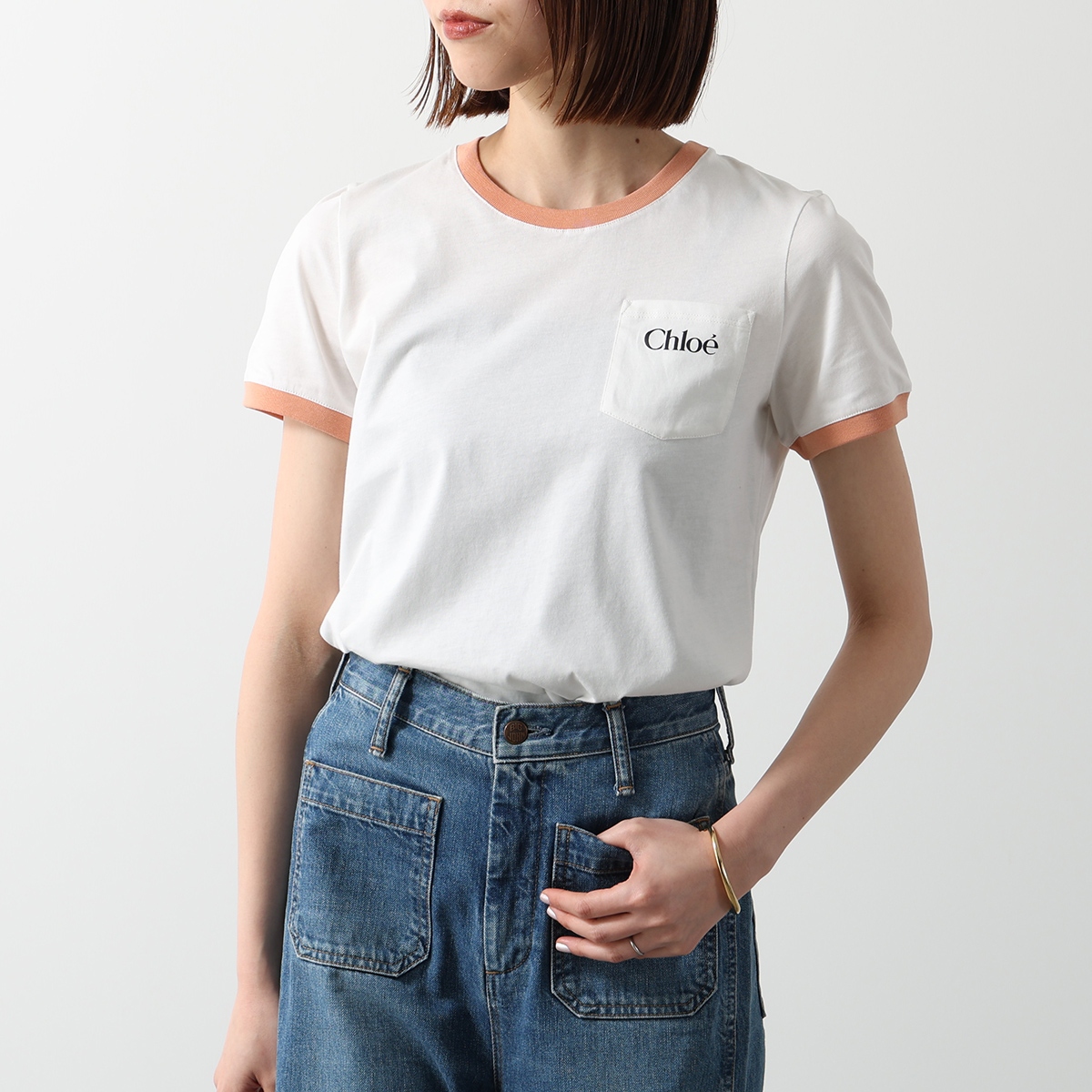 クロエ Chloe Tシャツ ホワイト キッズ 大人OK 14Y 大人もOK！Chloe / クロエ レース刺繍ロゴTシャツ ◇国内発送 (Chloe