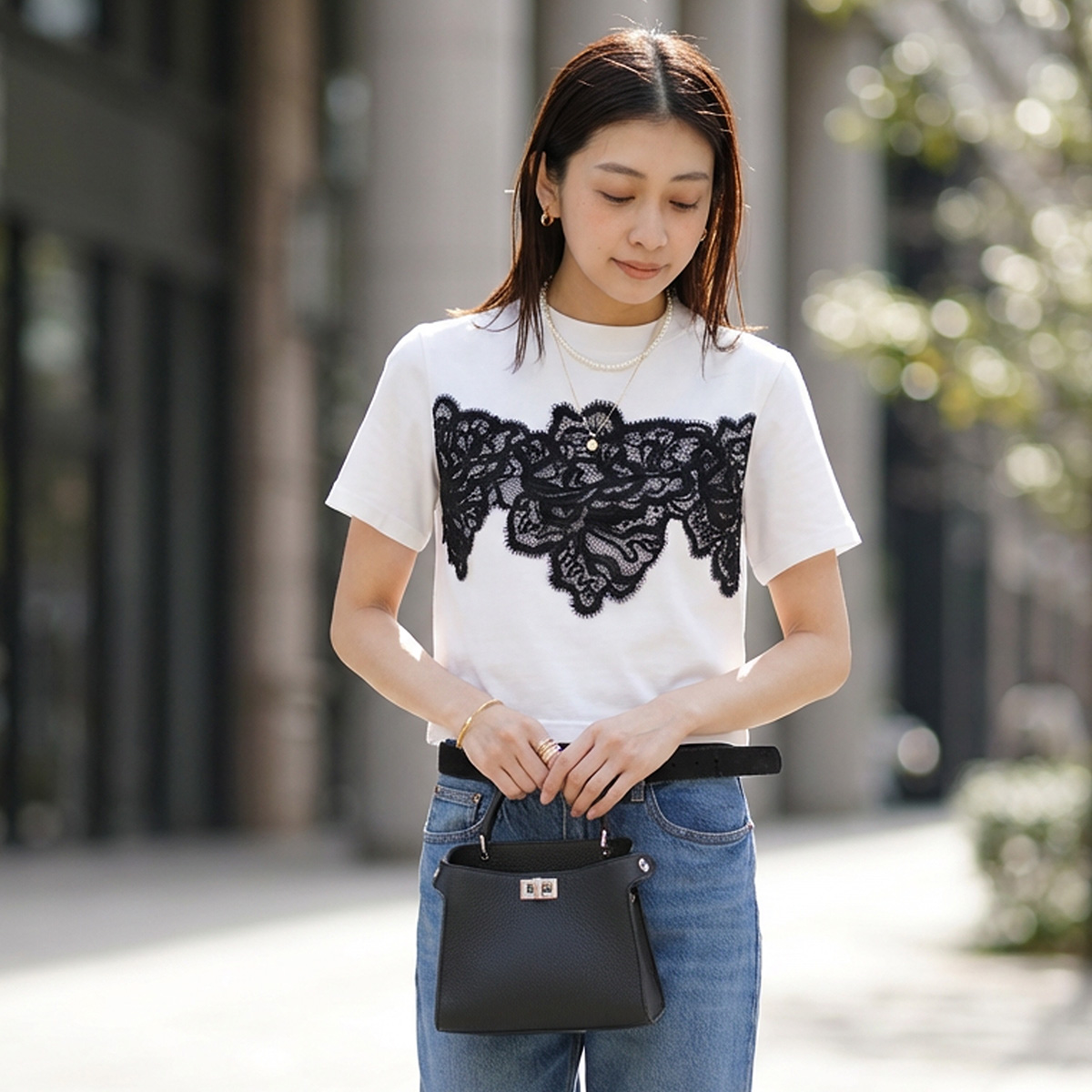 anana アナナ Tシャツ a16-011 レディース 半袖 レース カットソー コットン クルーネック カラー3色の画像