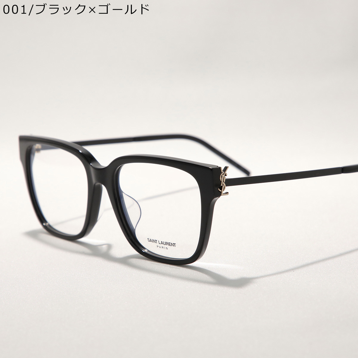 SAINT LAURENT サンローラン メガネ SL M48O_A/F レディース ウェリントン型 セルフレーム コンビネーション アジアンフィット メタルロゴ アイウェアの画像
