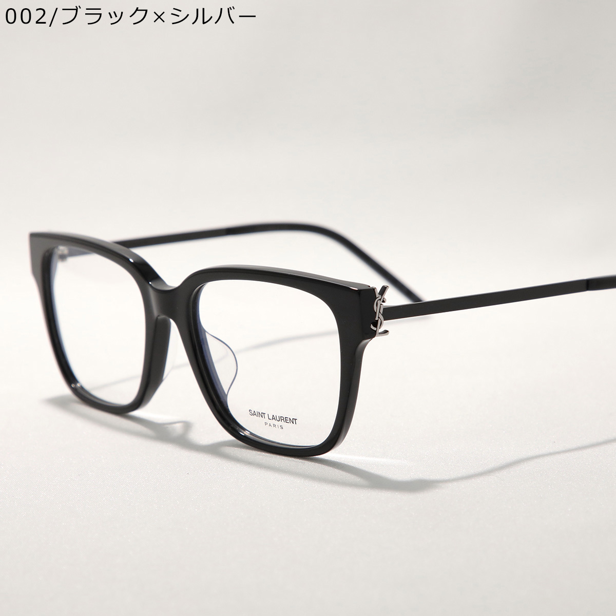SAINT LAURENT サンローラン メガネ SL M48O_A/F レディース ウェリントン型 セルフレーム コンビネーション アジアンフィット メタルロゴ アイウェアの画像