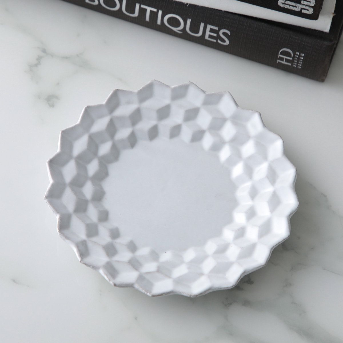 Astier de Villatte アスティエ・ド・ヴィラット スモールソーサー 14cm Cube キューブ SSCCBE1 陶器 食器 小皿 プレート 【返品交換不可】の画像