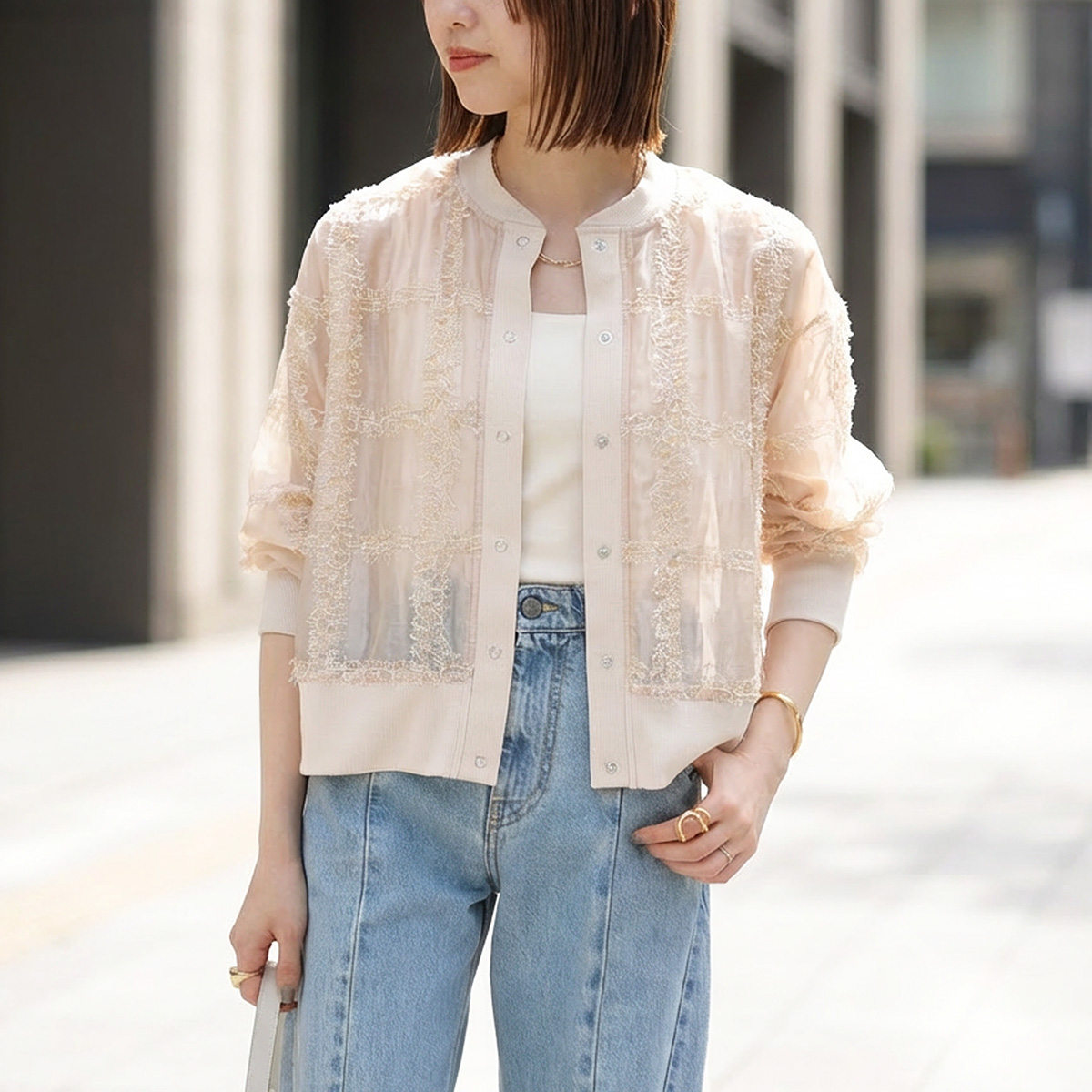 HERENCIA（ヘレンチア） カーディガン Sheer Tulle Cardigan H226102 