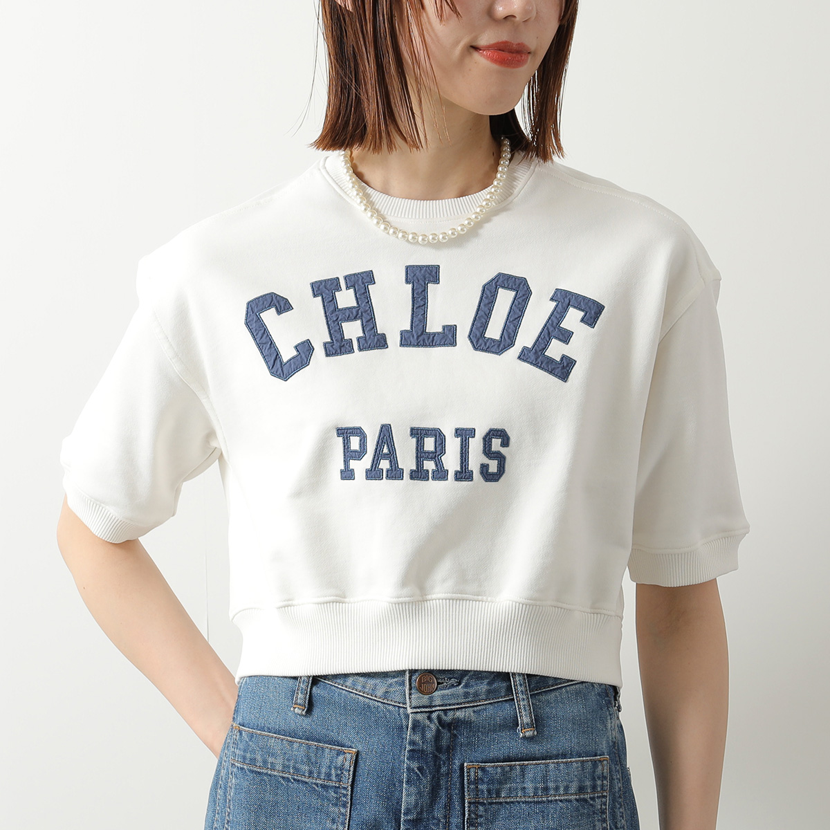 Chloé ホワイト ロゴ Tシャツ トレーナー　半袖トレーナー Chloe（クロエ） Chloe Kids キッズ トレーナー C20844 レディース