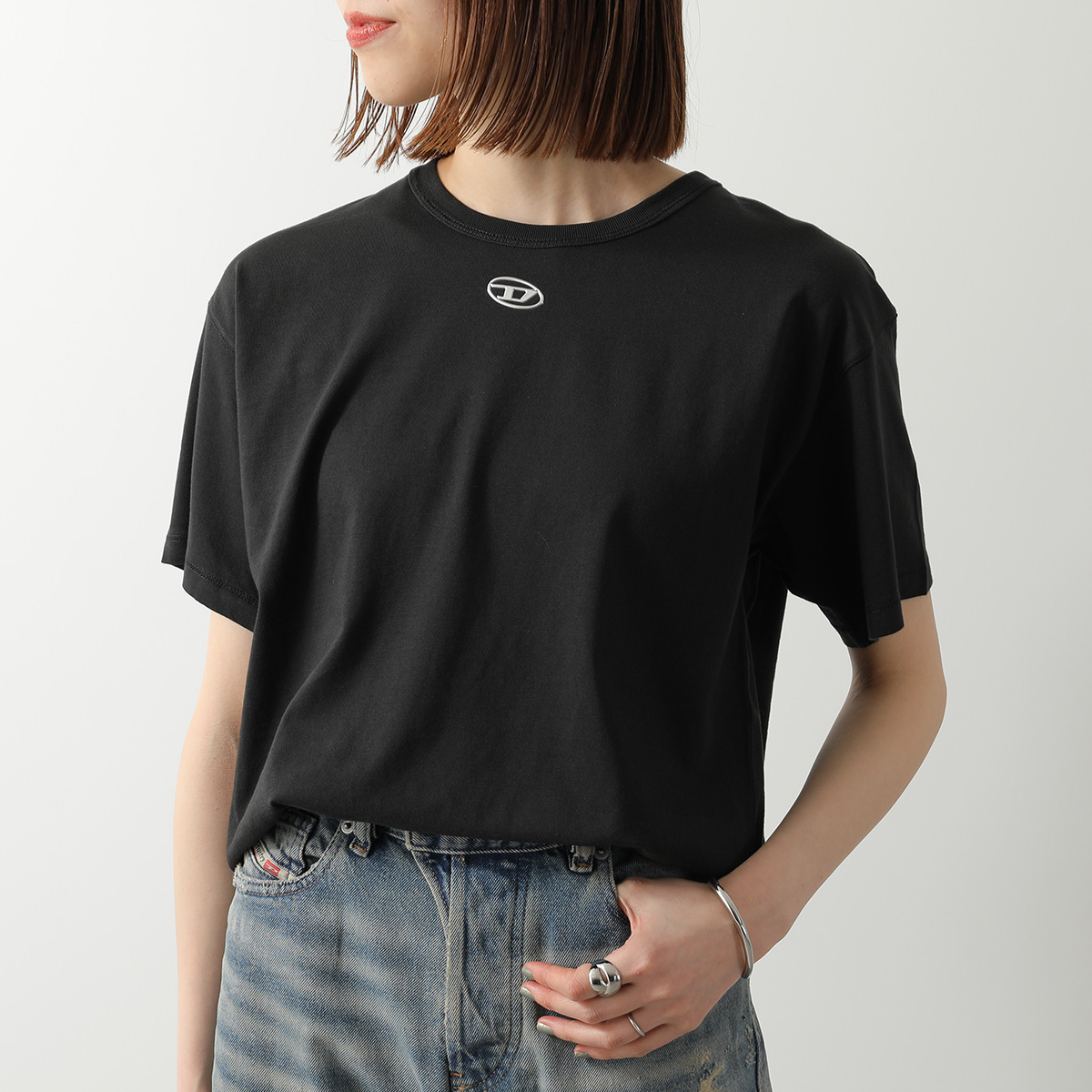 ♥Vivienne♥様DIESEL ディーゼル ロゴ Tシャツ ワンピ 黒 S DIESEL（ディーゼル） ディーゼルレディース ワンピース ロゴ刺繍