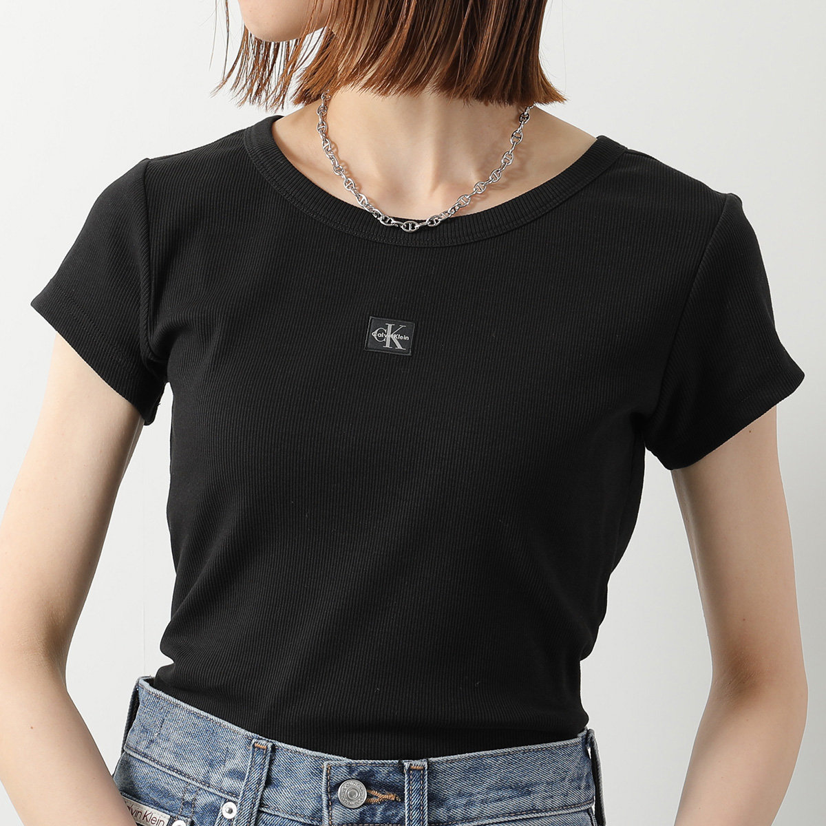 Calvin Klein Jeans クロップドTシャツ ブラック XS Amazon.co.jp 