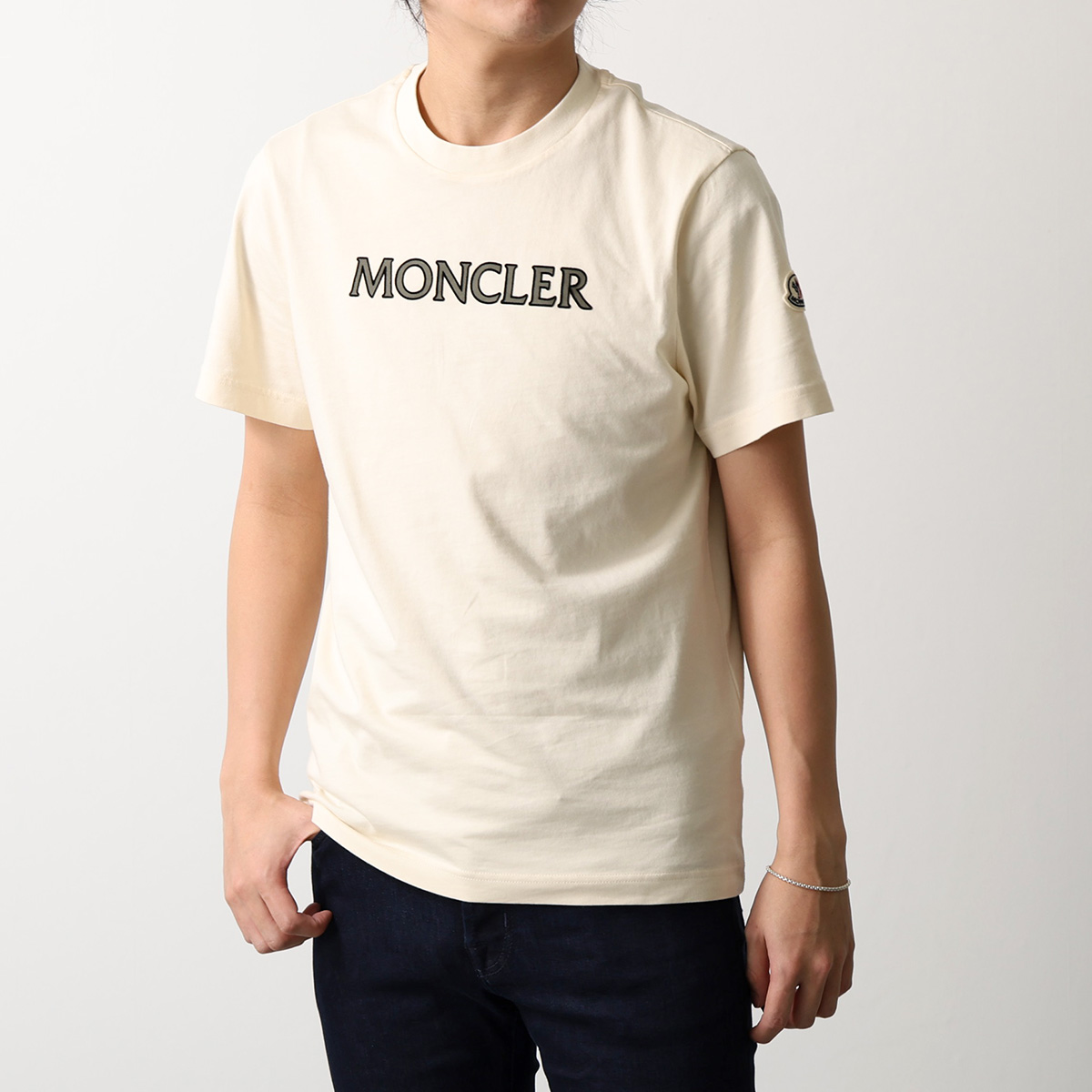 【新品】MONCLER モンクレール ベビー ロングTシャツ クリーム色 MONCLER（モンクレール） 24SS ロゴプリント クルーネック ロング