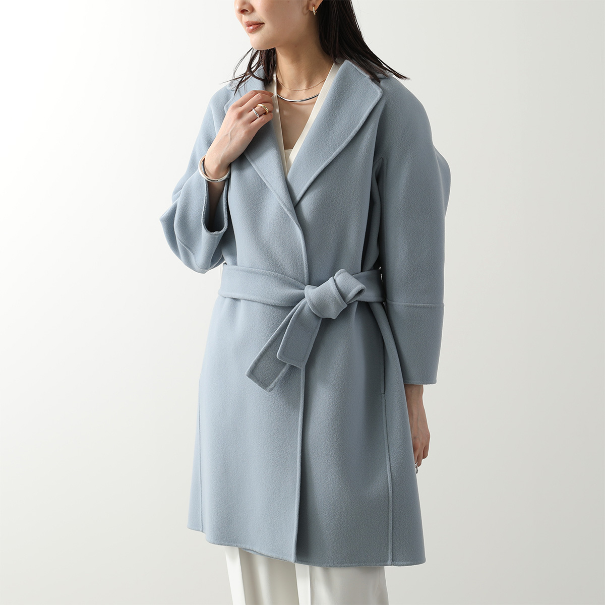 S MAX MARA エス マックスマーラ ロングコート ARONA アローナ レディース ヴァージン ウール ダブルフェイス ベルテッドコート ラップコート ガウン 016の画像