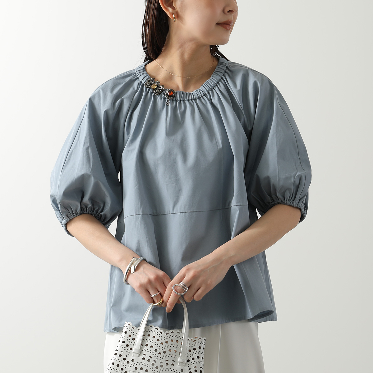 美品 25SS Max Mara マックスマーラ Teano blouse シャツ ブラウス 25111910526 サイズ40 ブルー レディース 古着 中古 USED Max Mara - 美品 25SS Max Mara マックスマーラ Teano blouse シャツ