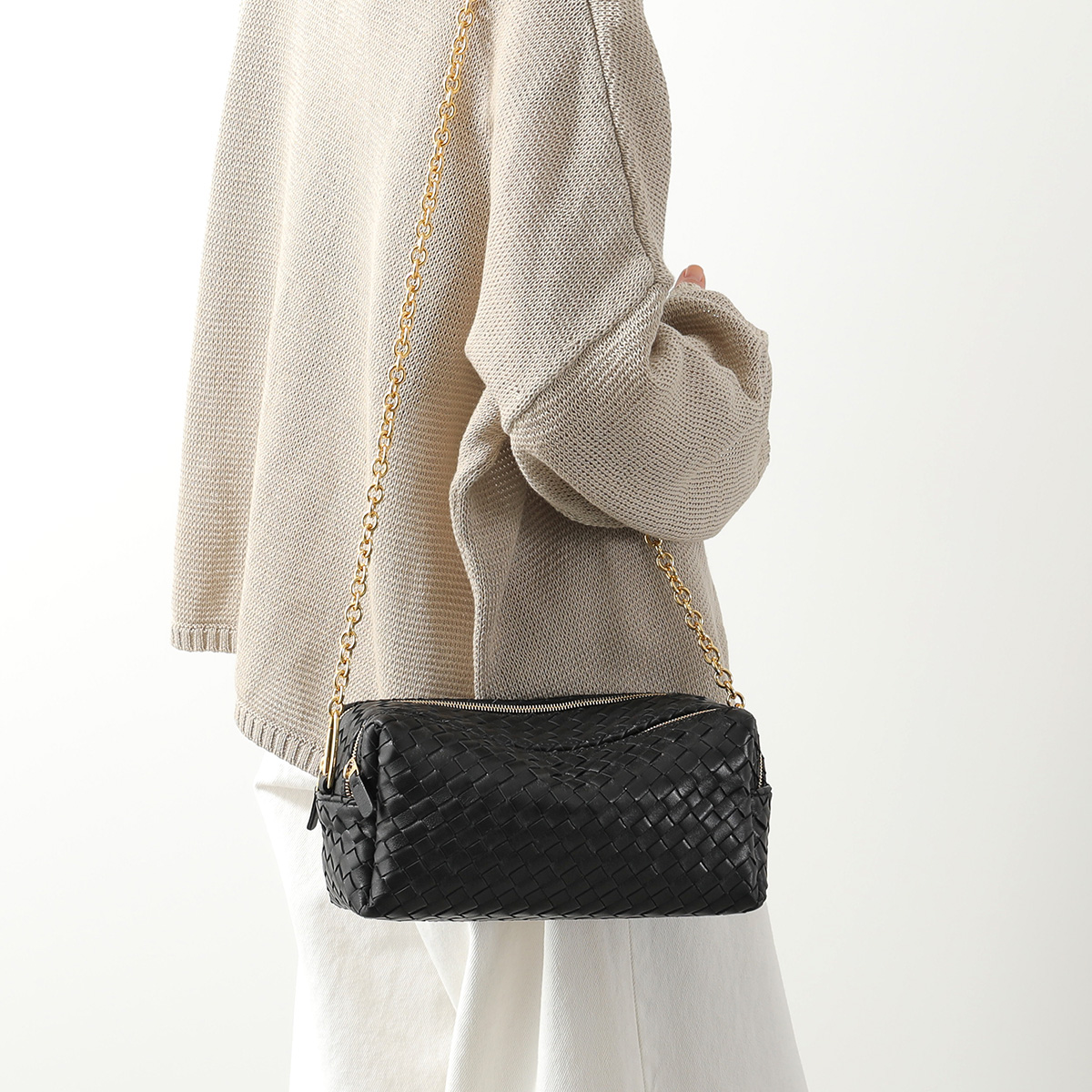 elleme（エレメ） ショルダーバッグ Trousse Chain Woven Leather