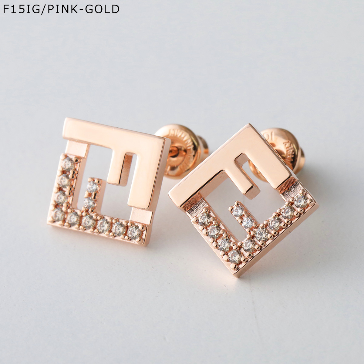 現行 【未使用級】フェンディ FENDI FFロゴ ブローチ ピンク ゴールド FENDI（フェンディ） スタッドピアス FOREVER フォーエバー 8AL294