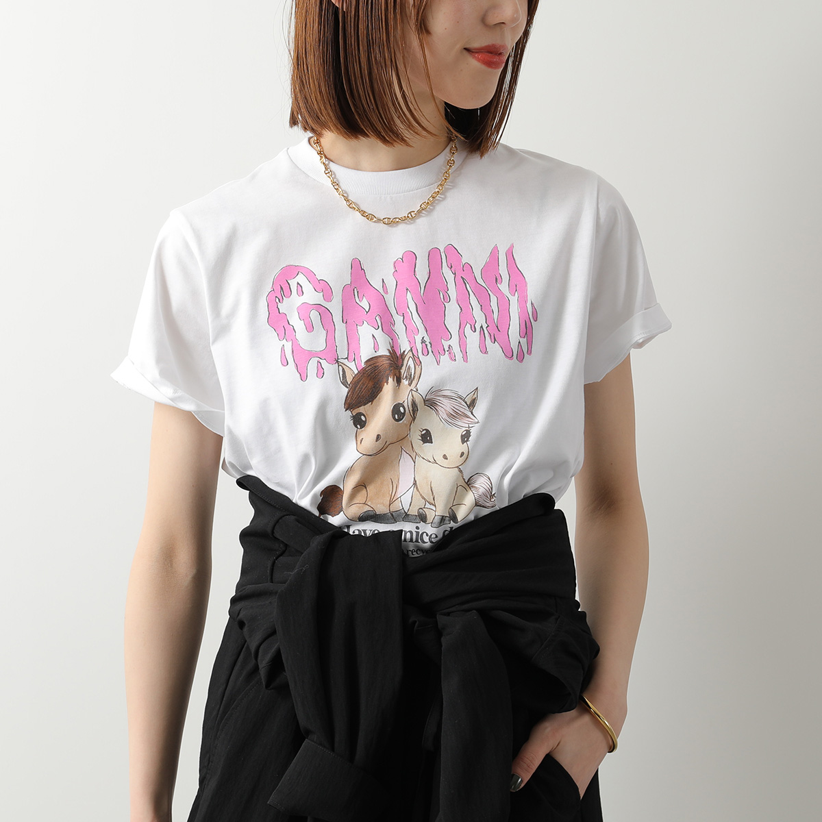 GANNI（ガニー） 半袖 Tシャツ Basic Cotton Jersey T-shirt A1050048