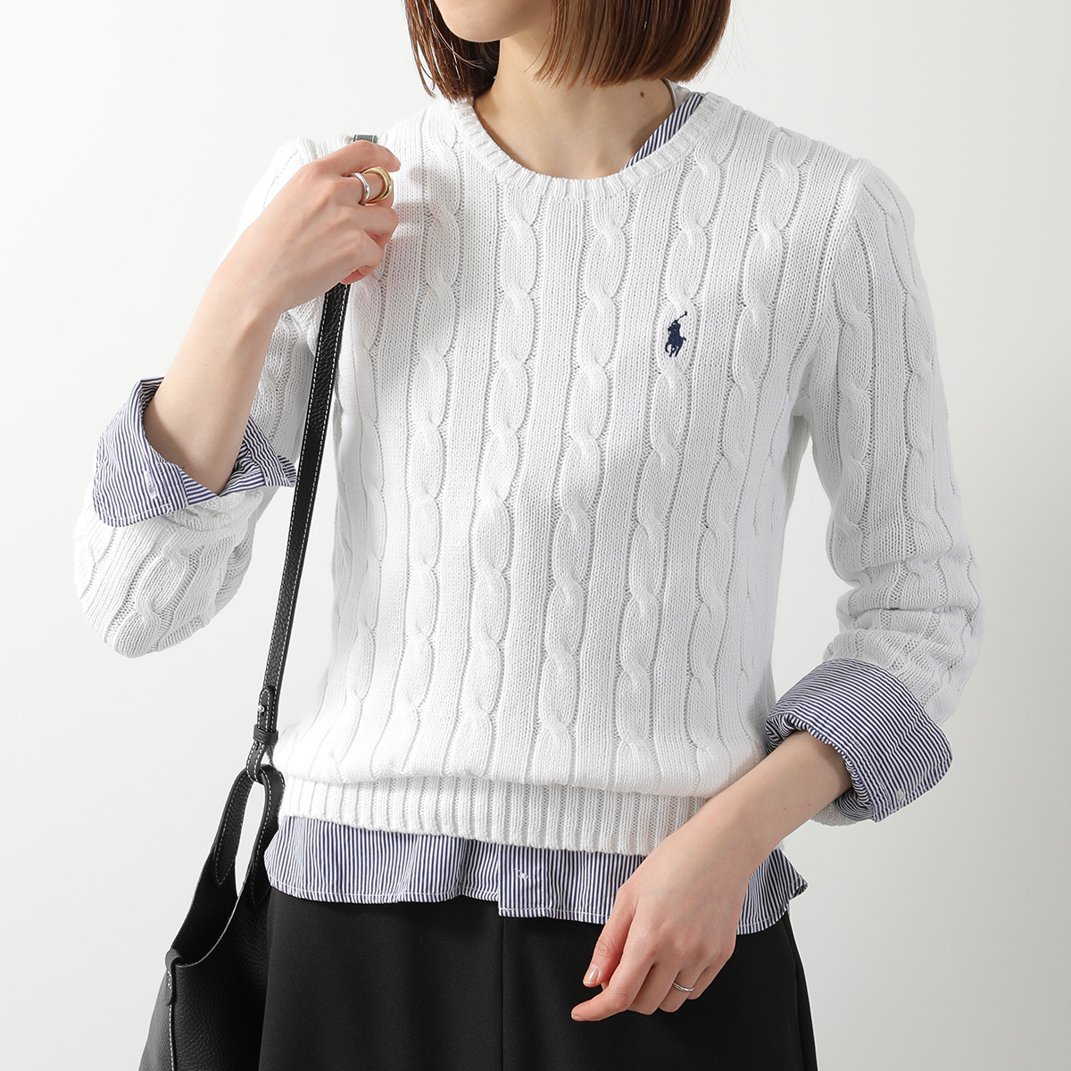 ラルフローレン ポニー刺繍 ケーブルニット ポロシャツ 白　s POLO RALPH LAUREN（ポロ・ラルフローレン） セーター 211971869