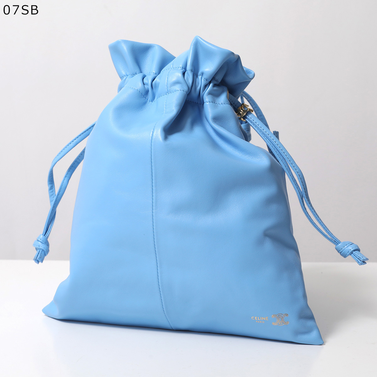 【未使用】CELINE セリーヌ ミニ巾着 ポーチ ライトブルー マカダム CELINE（セリーヌ） ハンドバッグ SMALL CRYSTAL POUCH スモール