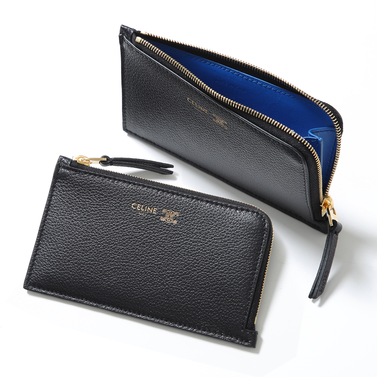 【未使用に近い・現行】セリーヌ ケース L字ファスナー レザー メンズ 黒 CELINE（セリーヌ） コインケース L10082O54.GFS3 メンズ レザー