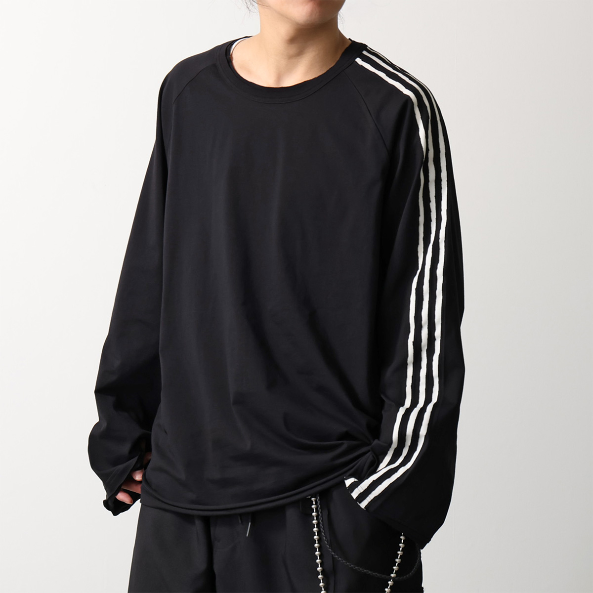 Y-3 ワイスリー Tシャツ RAW EDGE 3 STRIPES LONG SLEEVE TEE ロー 