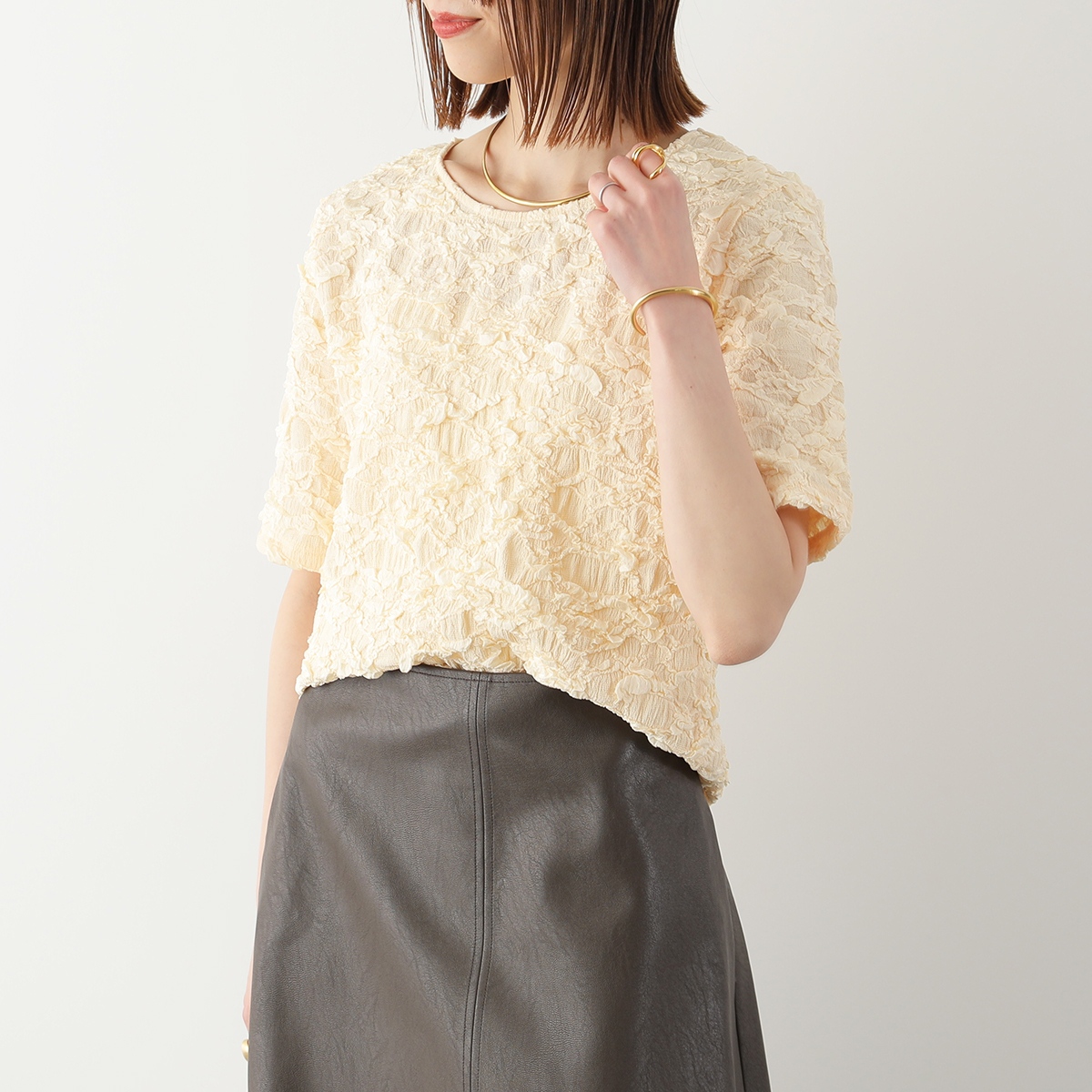【新品】TORRAZZO DONNA 半袖カットソー Torrazzo Donna（トラッゾドンナ） ジャガード半袖トップス 6266-360