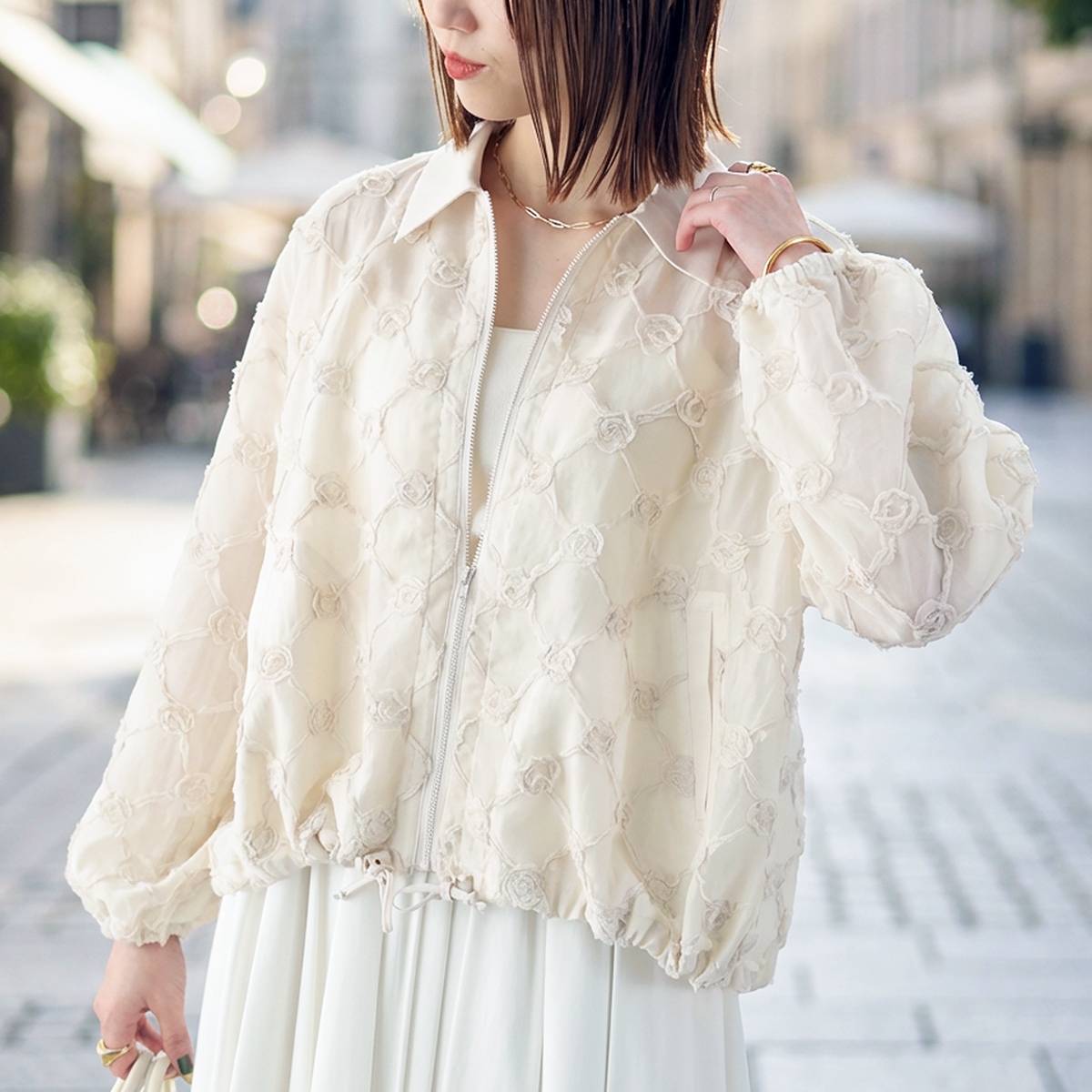 Torrazzo Donna（トラッゾドンナ） ブルゾン Textured Fringe Blouson