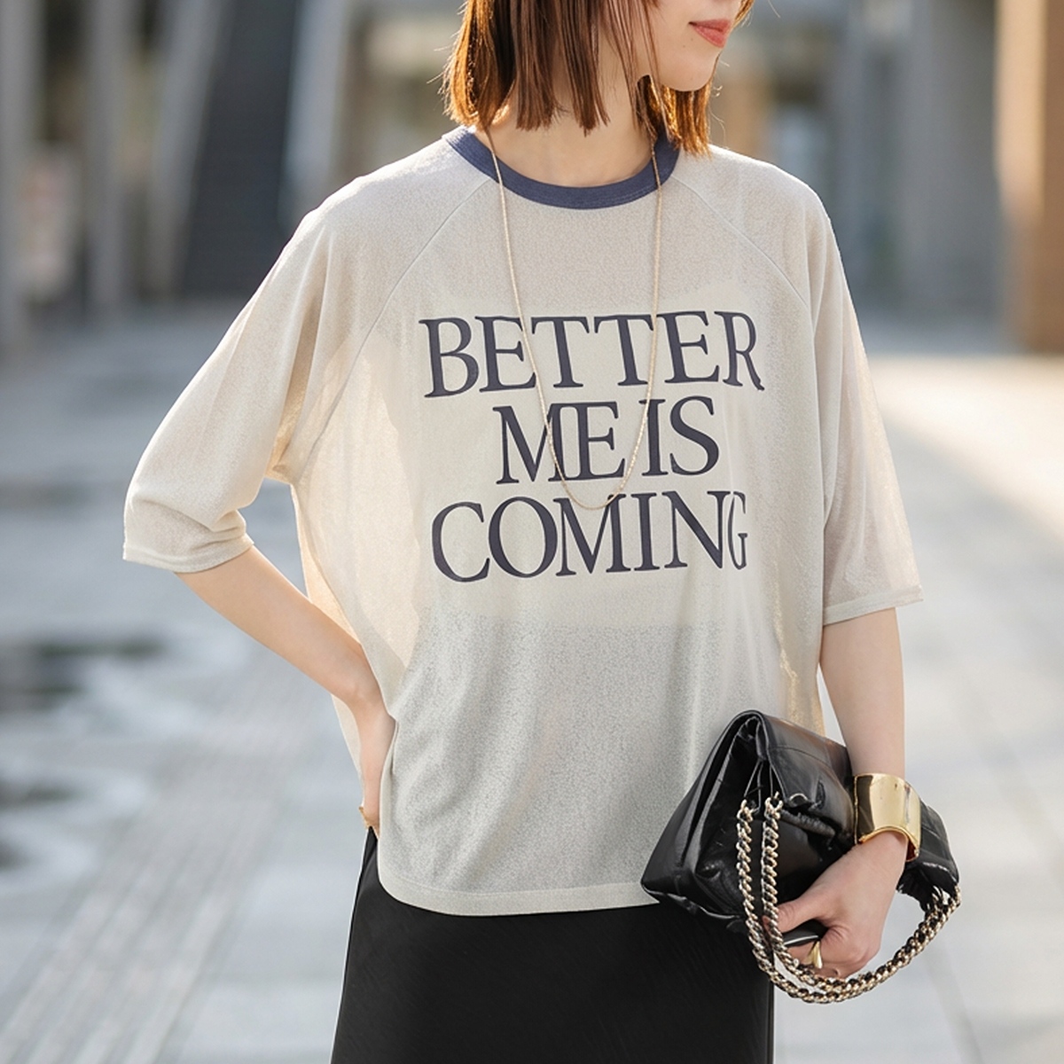 トップス chatmignon CHIGNON（シニヨン） Tシャツ 8462-405KK レディース シアー ロゴ