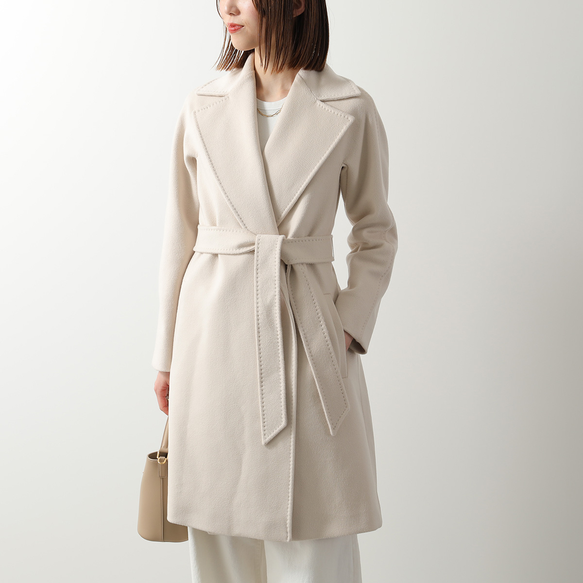 MAX MARA Studio マックスマーラ ステュディオ ガウンコート DRAVENNA ドラヴェンナ レディース ピュア ヴァージンウール ミドル丈 ベルト付き カラー2色の画像