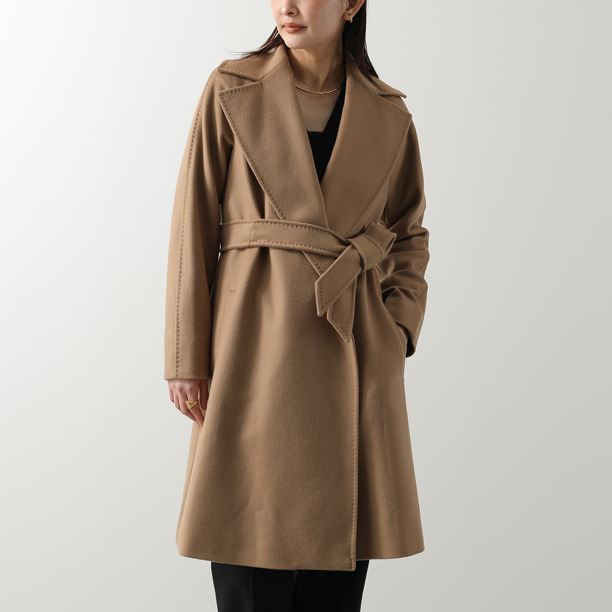 MAX MARA Studio マックスマーラ ステュディオ ガウンコート DRAVENNA ドラヴェンナ レディース ピュア ヴァージンウール ミドル丈 ベルト付き カラー2色の画像