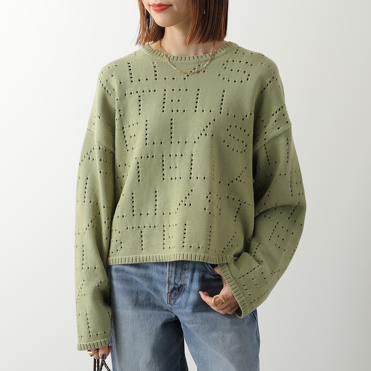 STELLA McCARTNEY KIDS ステラマッカートニー キッズ セーター TY9A80 Z1876 レディース ガールズ コットン ニット 長袖 クルーネック ロゴ 734の画像