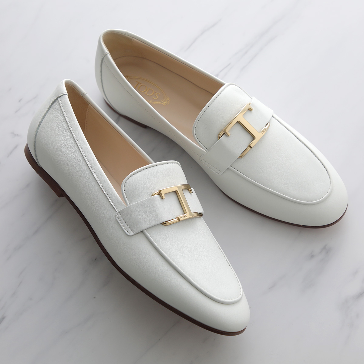 TODS トッズ ローファー T TIMELESS Tタイムレス XXW79A0GG90MID レディース レザー ロゴ シューズ 靴 B001/BIANCO XXW79A0GG90MIDB001の画像