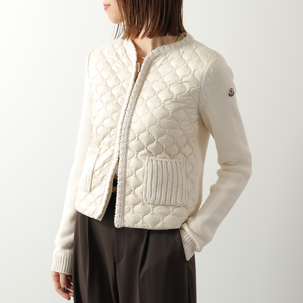 Moncler モンクレール　ダウンとのコンビの七分袖カーディガン MONCLER（モンクレール） ダウン カーディガン CARDIGAN TRICOT