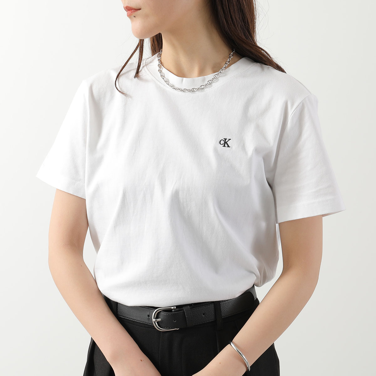 CALVIN KLEIN JEANS カルバンクライン ジーンズ Tシャツ SS ARCHIVE LOGO CREW NECK TEE 47A219G レディース 半袖 カットソー ロゴ刺繍 カラー2色の画像