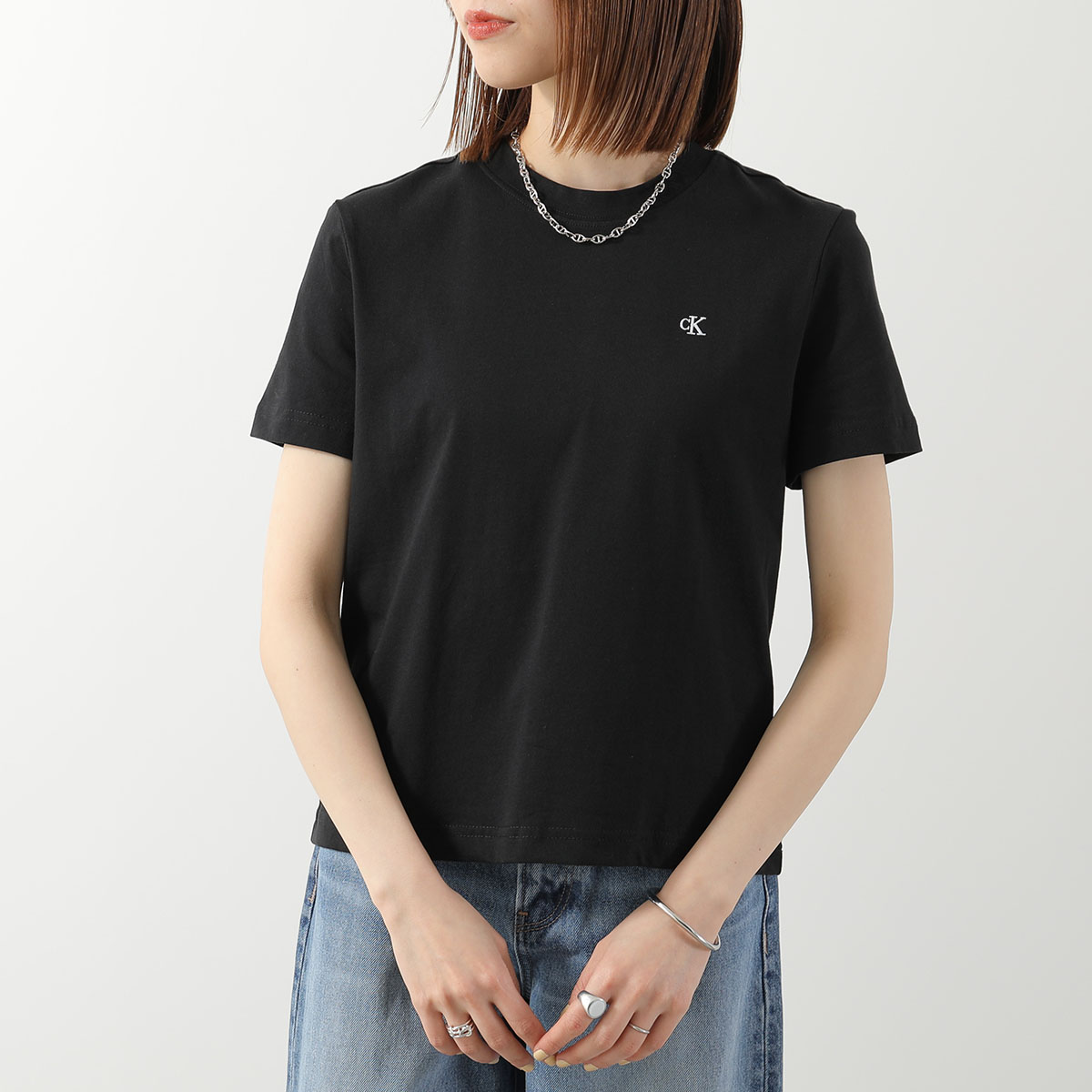 CALVIN KLEIN JEANS カルバンクライン ジーンズ Tシャツ SS ARCHIVE LOGO CREW NECK TEE 47A219G レディース 半袖 カットソー ロゴ刺繍 カラー2色の画像