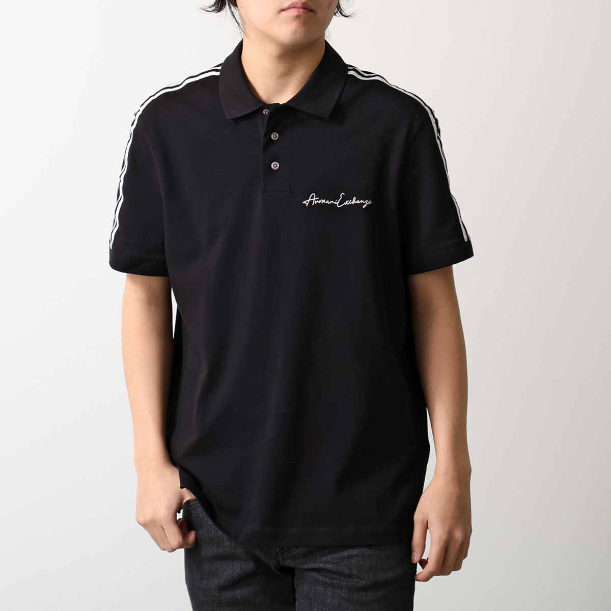 【新品】アルマーニエクスチェンジ　メンズ・ジャージ半袖ポロシャツ　L・50相当 ARMANI EXCHANGE A/X アルマーニ エクスチェンジ ポロシャツ 8NZFSG