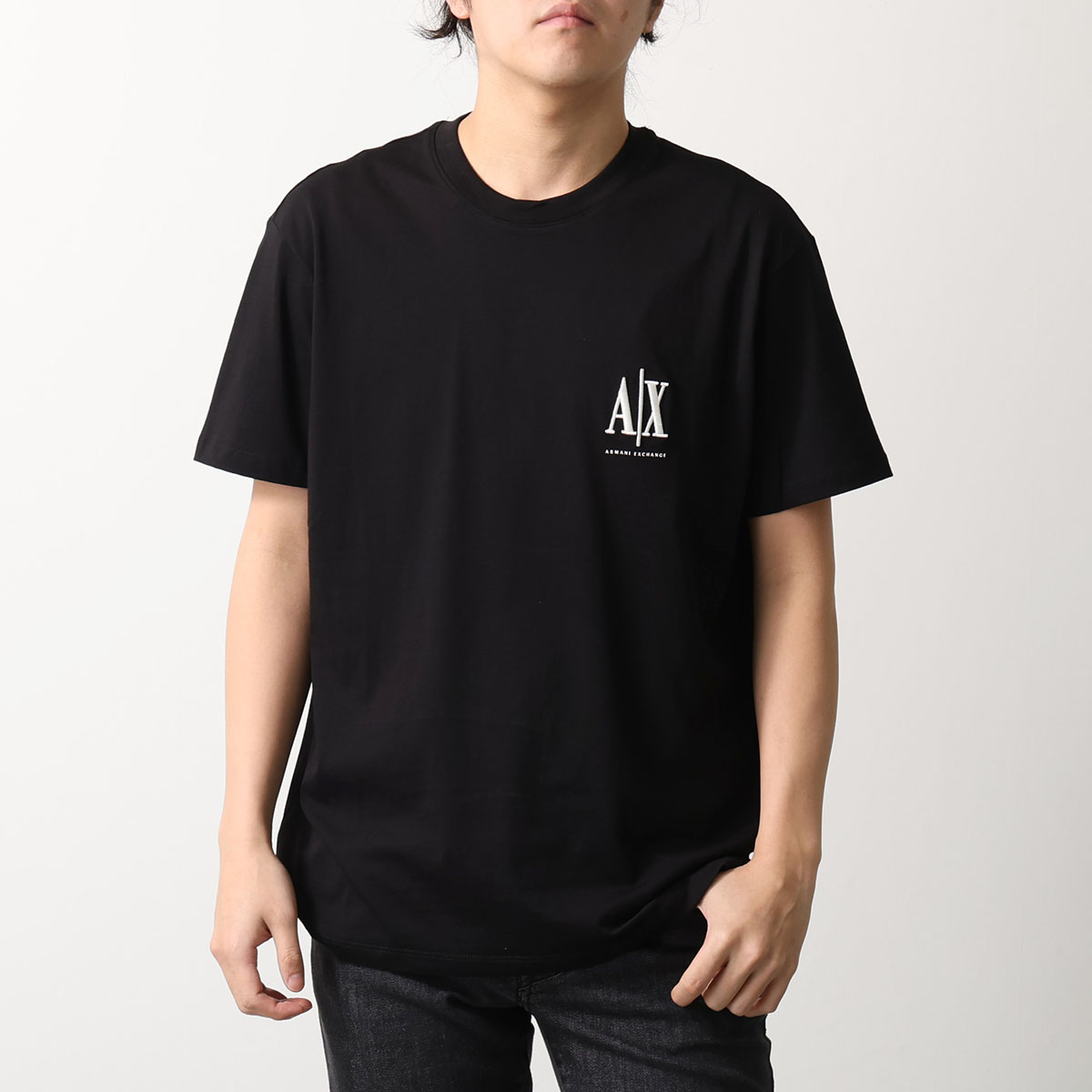 A/X ARMANI EXCHANGE アルマーニ エクスチェンジ Tシャツ XM000365 AF12308 メンズ カットソー 半袖 刺繍ロゴ UC001/BLACK XM000365AF12308UC001の画像
