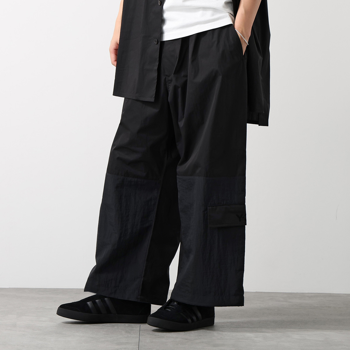 Y-3 ワイスリー パンツ CROPPED STRAIGHT LEG PANTS クロップド ストレート レッグ パンツ KH3188 メンズ ワイドシルエット コットンツイル BLACKの画像