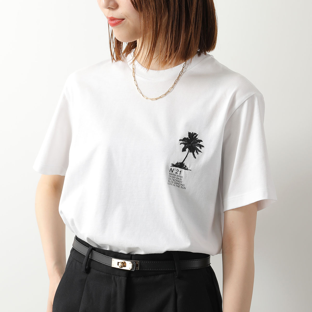 N°21（ヌメロヴェントゥーノ） 半袖 Tシャツ F051 6305 レディース
