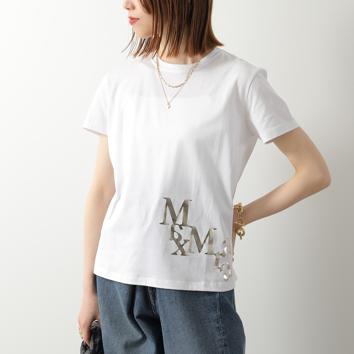 【新品未使用・即日発送】MAX MARA ストライプ　Tシャツ　XS エラズモ ストライプ コットン Tシャツ 5941026106