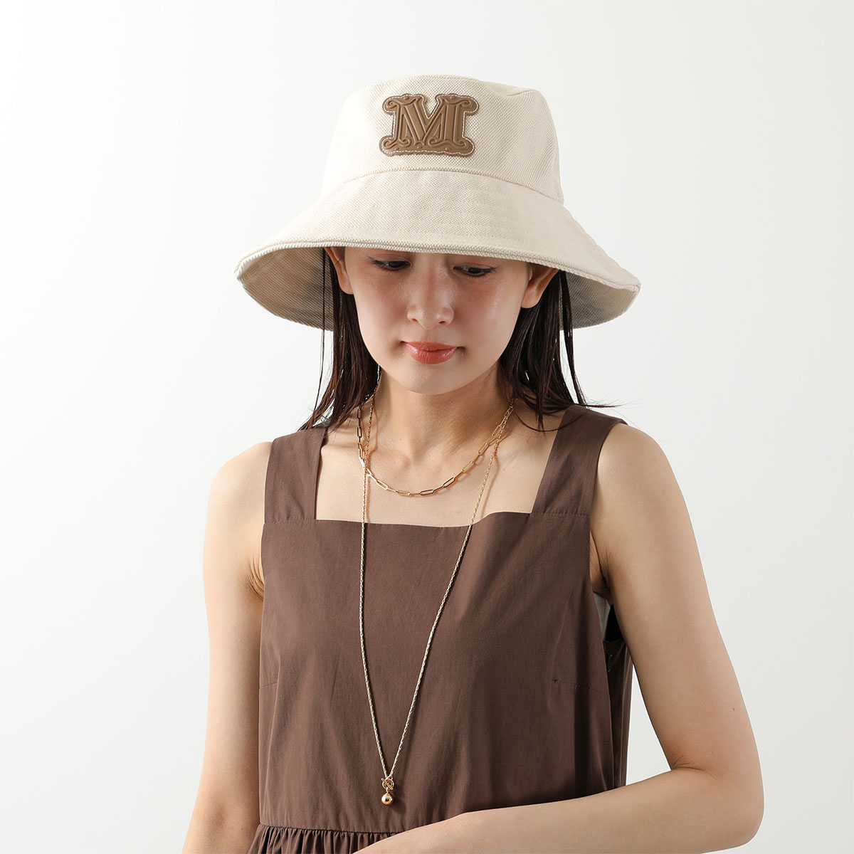 Max Mara POLOMA バケットハット 57cm ブラウン Max Mara（マックスマーラ） バケットハット 帽子 BACINO ビスコース
