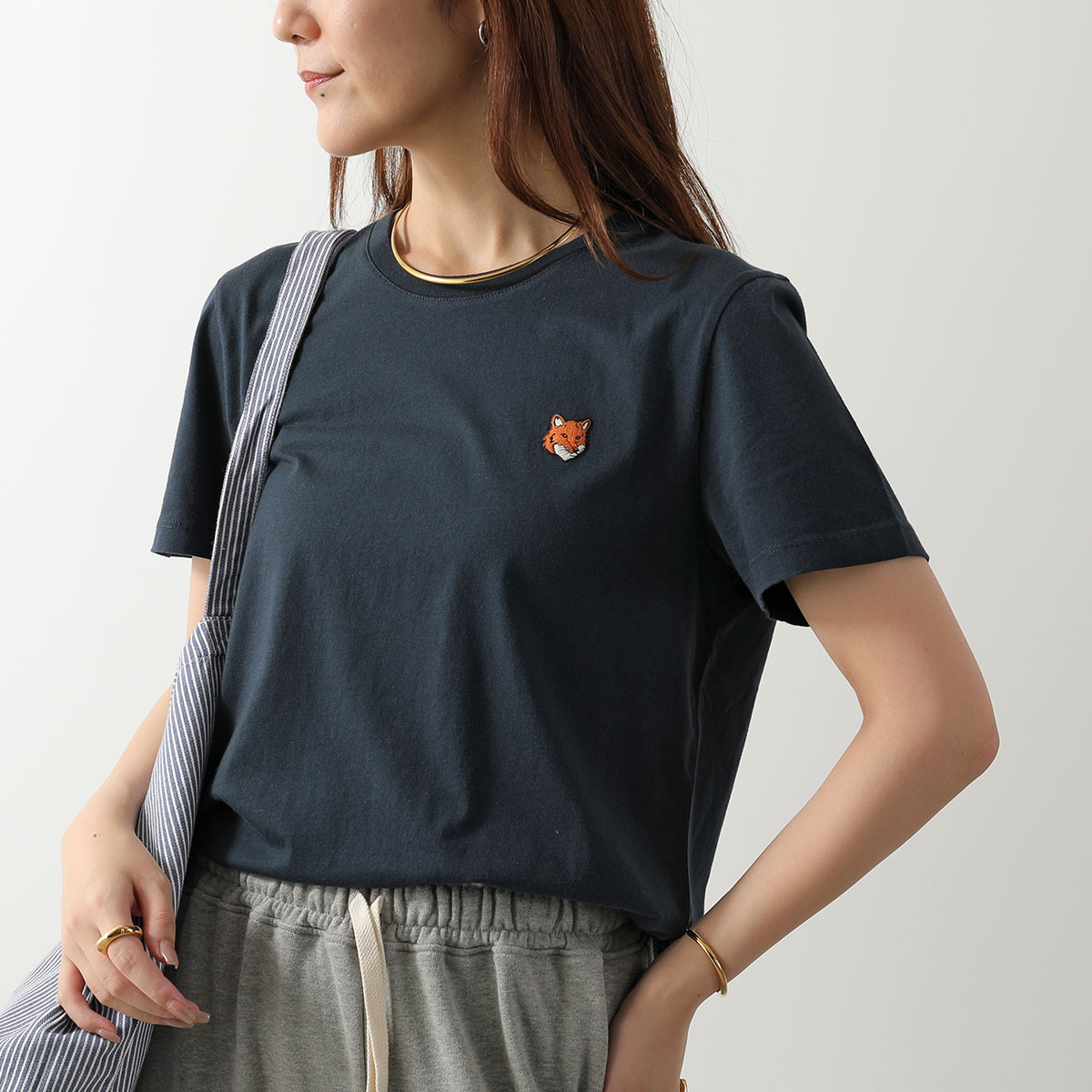 MAISON KITSUNE メゾンキツネ Tシャツ FOX HEAD フォックスヘッド レギュラー PW00113KJ7026 レディース コットン 半袖 カットソーの画像