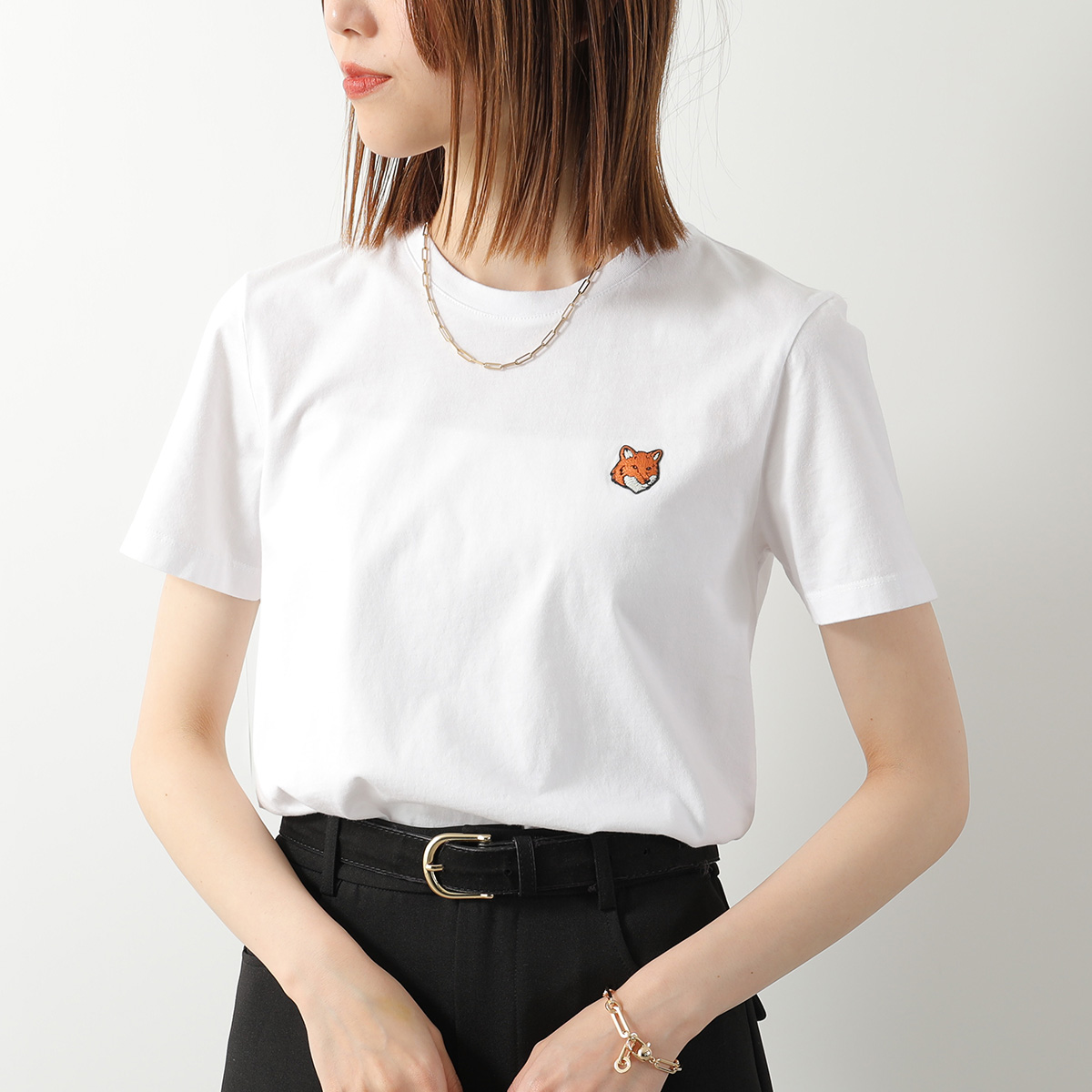 MAISON KITSUNE メゾンキツネ Tシャツ FOX HEAD フォックスヘッド レギュラー PW00113KJ7026 レディース コットン 半袖 カットソーの画像
